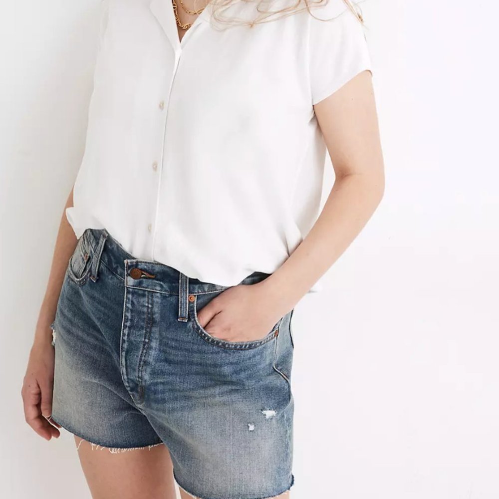 MADEWELL Dadjean Castlewood Wash Distressed Short 27 $74 - Picture 2 of 11